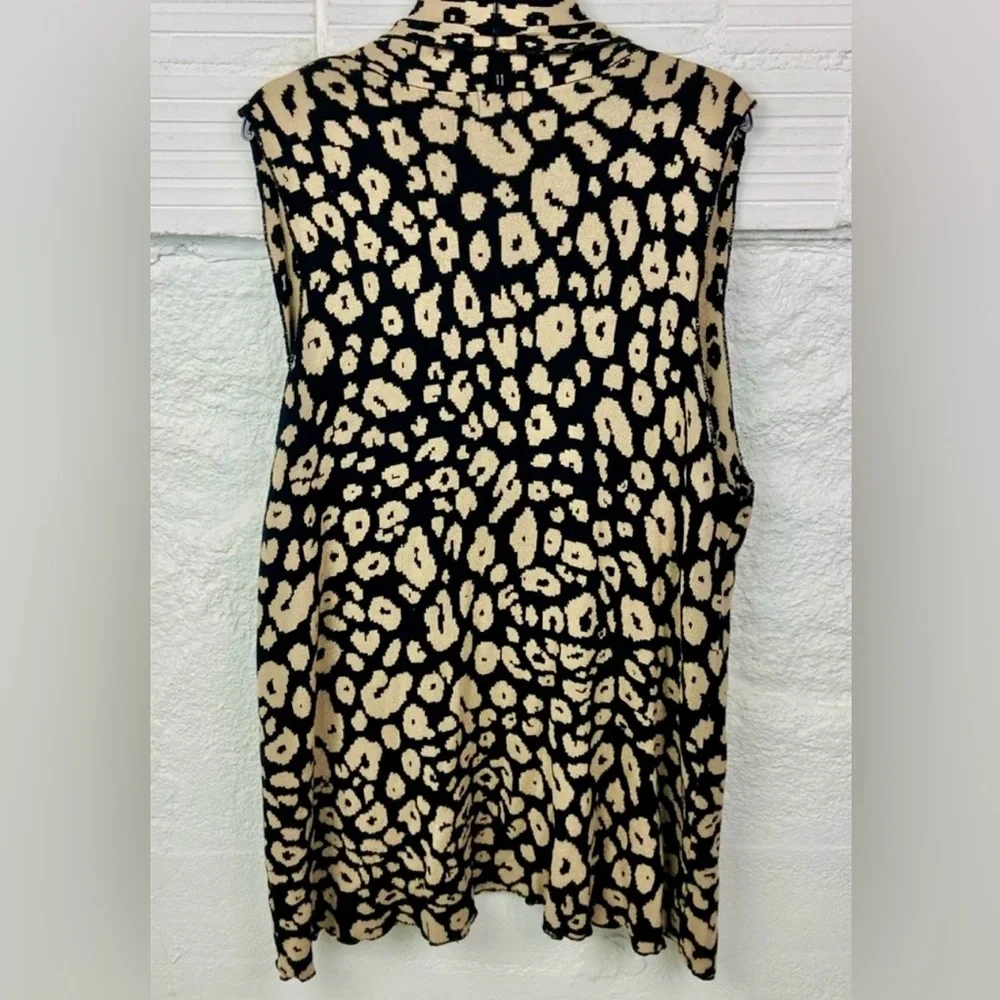 Ruby Rd. Animal Print Long Sleeveless Cardigan Sweater - Picture 3 of 5